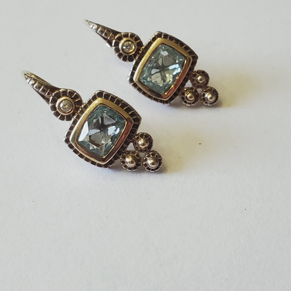 Stunning & Unique Judith Ripka Blue Topaz Earrings - Picture 3 of 7